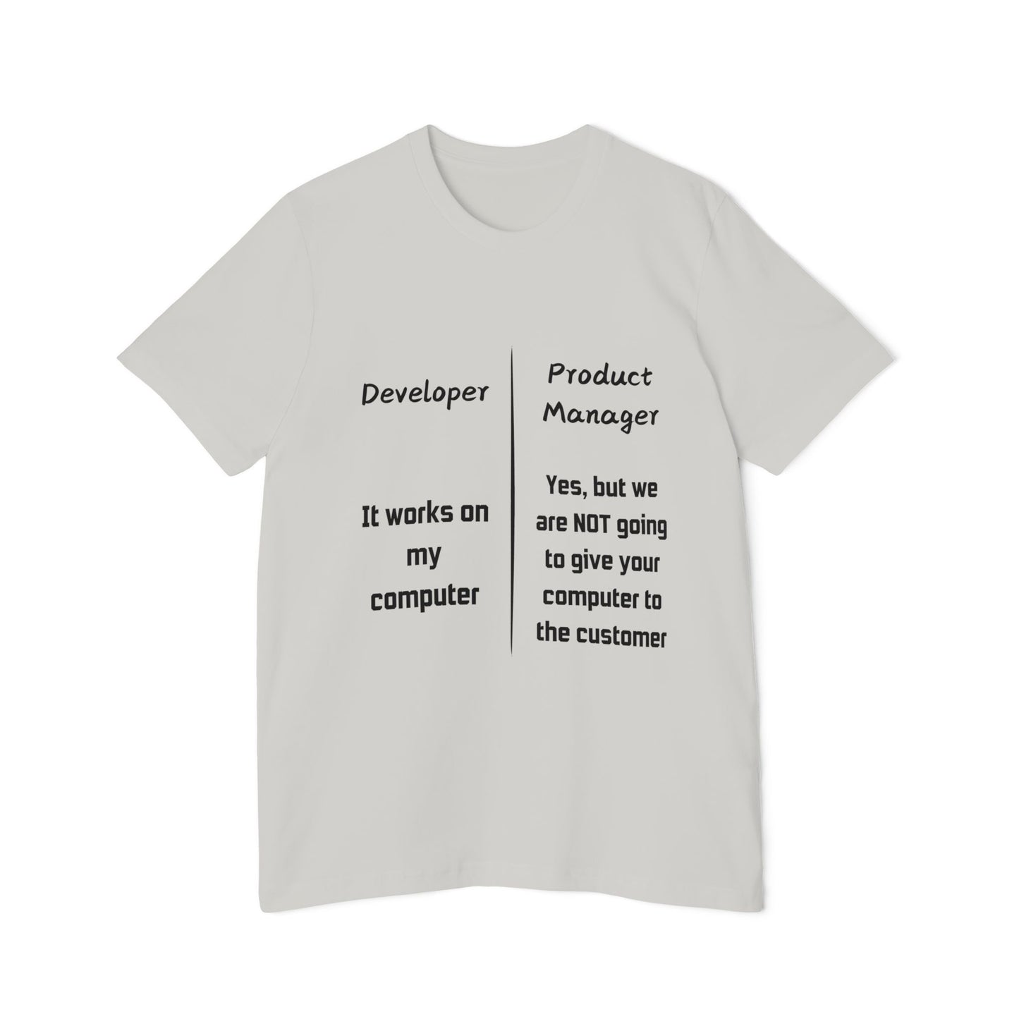 Works on My Computer Developer vs PM Humor T Shirt | Tech Team Meme Tees | Usha Creations