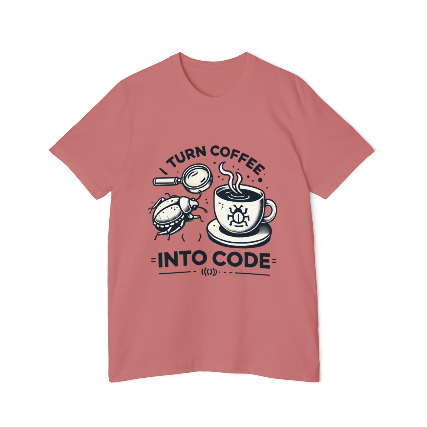 “I Turn Coffee Into Code” USA-Made Unisex Short-Sleeve Jersey T-Shirt