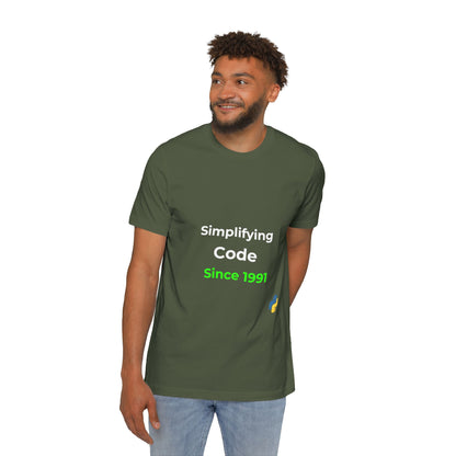 Python: Simplifying Code Since 1991 | Classic Python Programming T-Shirt | Usha Creations