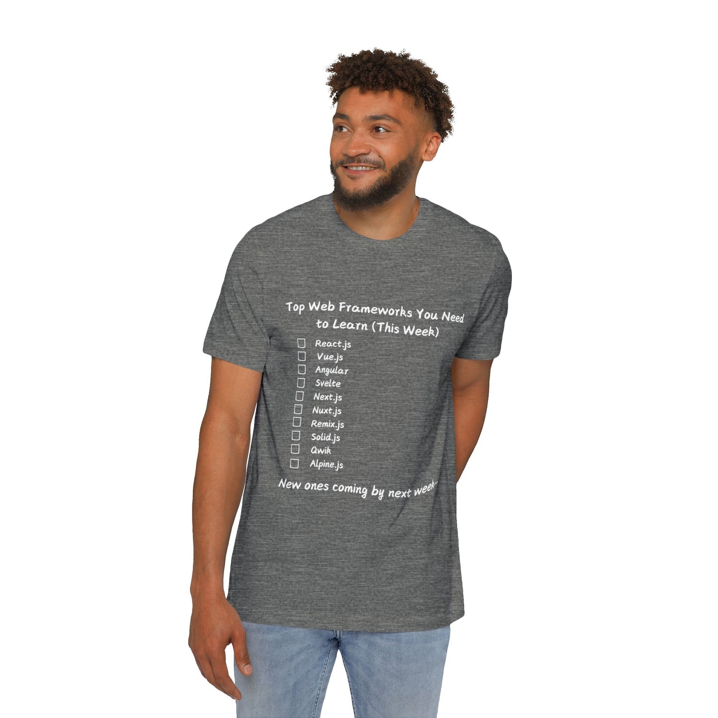 Endless Web Frameworks Developer Humor T Shirt | Frontend Meme Tees | Usha Creations