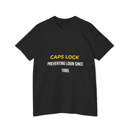 CAPS LOCK – Preventing Login Since 1980 | Funny Tech T-Shirt for Developers | Usha Creations