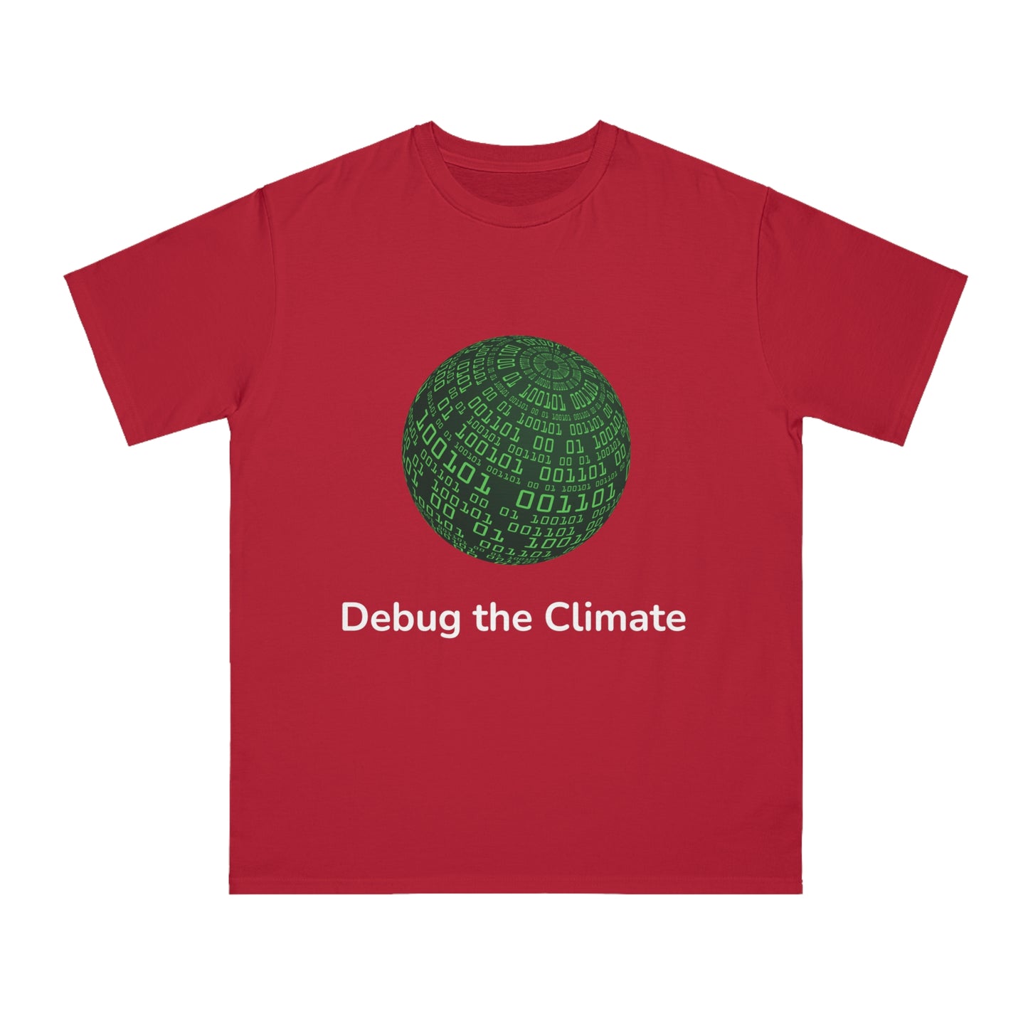 Debug the Climate Binary Globe Tee | Eco Coder Shirt | Usha Creations