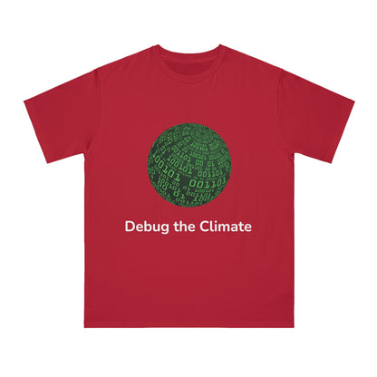 Debug the Climate Binary Globe Tee | Eco Coder Shirt | Usha Creations