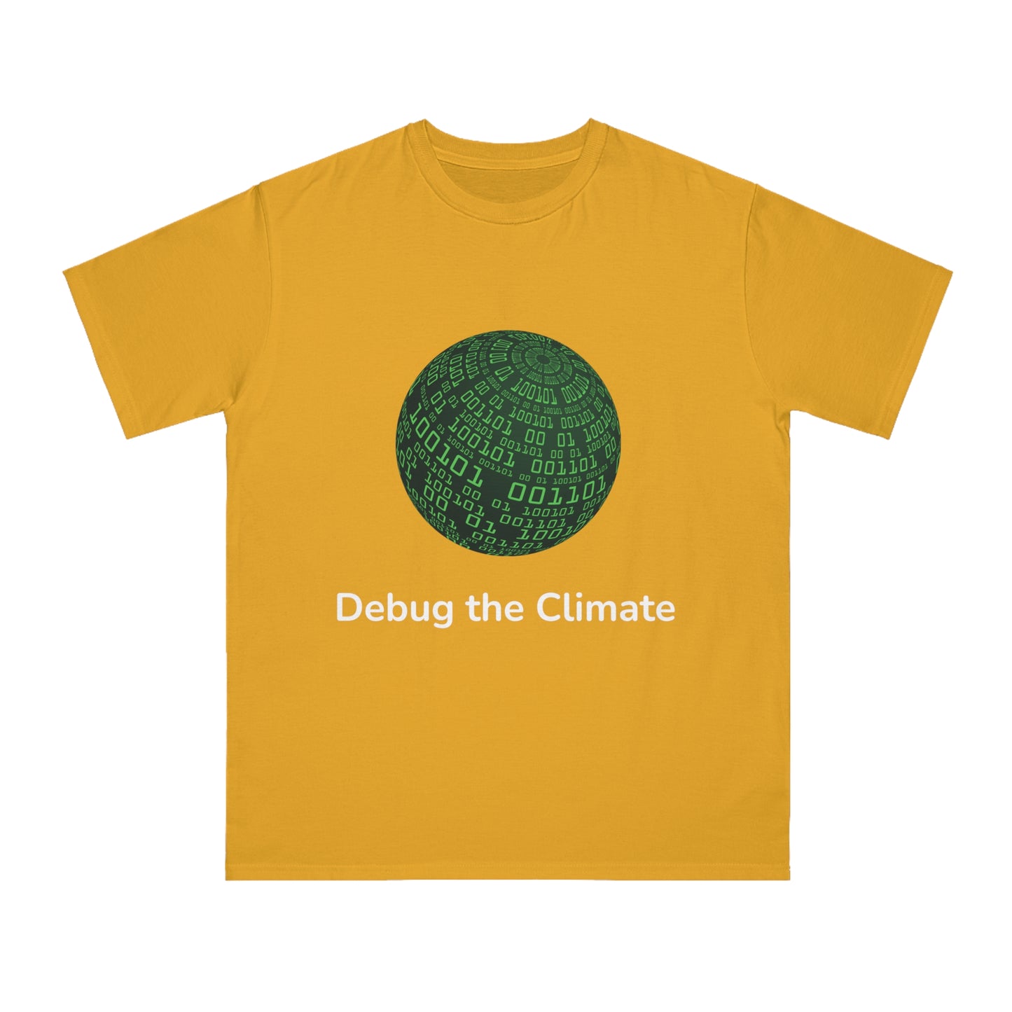 Debug the Climate Binary Globe Tee | Eco Coder Shirt | Usha Creations