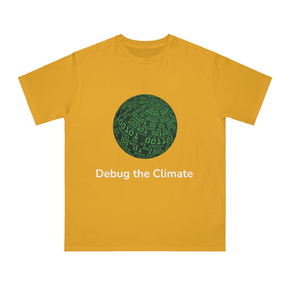 Debug the Climate Binary Globe Tee | Eco Coder Shirt | Usha Creations