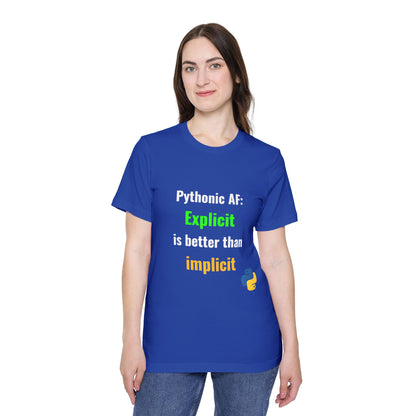 Pythonic AF: Explicit Is Better Than Implicit | Funny Python Developer T-Shirt | Usha Creations