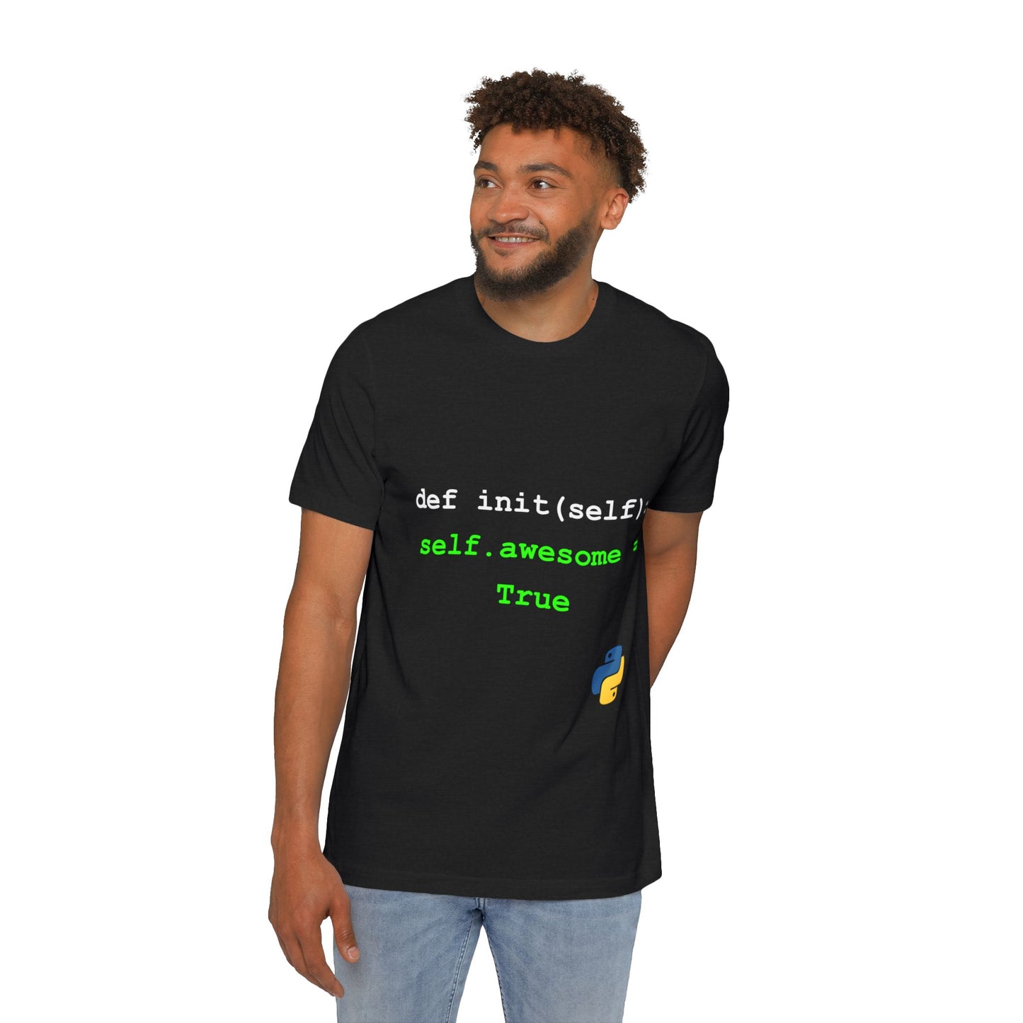 def init(self): self.awesome = True | Funny Python Coding T-Shirt | Usha Creations