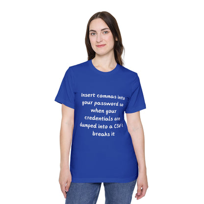 CSV Password Security Humor Tech T Shirt | Hacker Meme Tees | Usha Creations