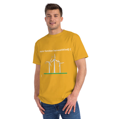 Async harvestWind() Tee | Green Code Wind Energy Shirt | Usha Creations