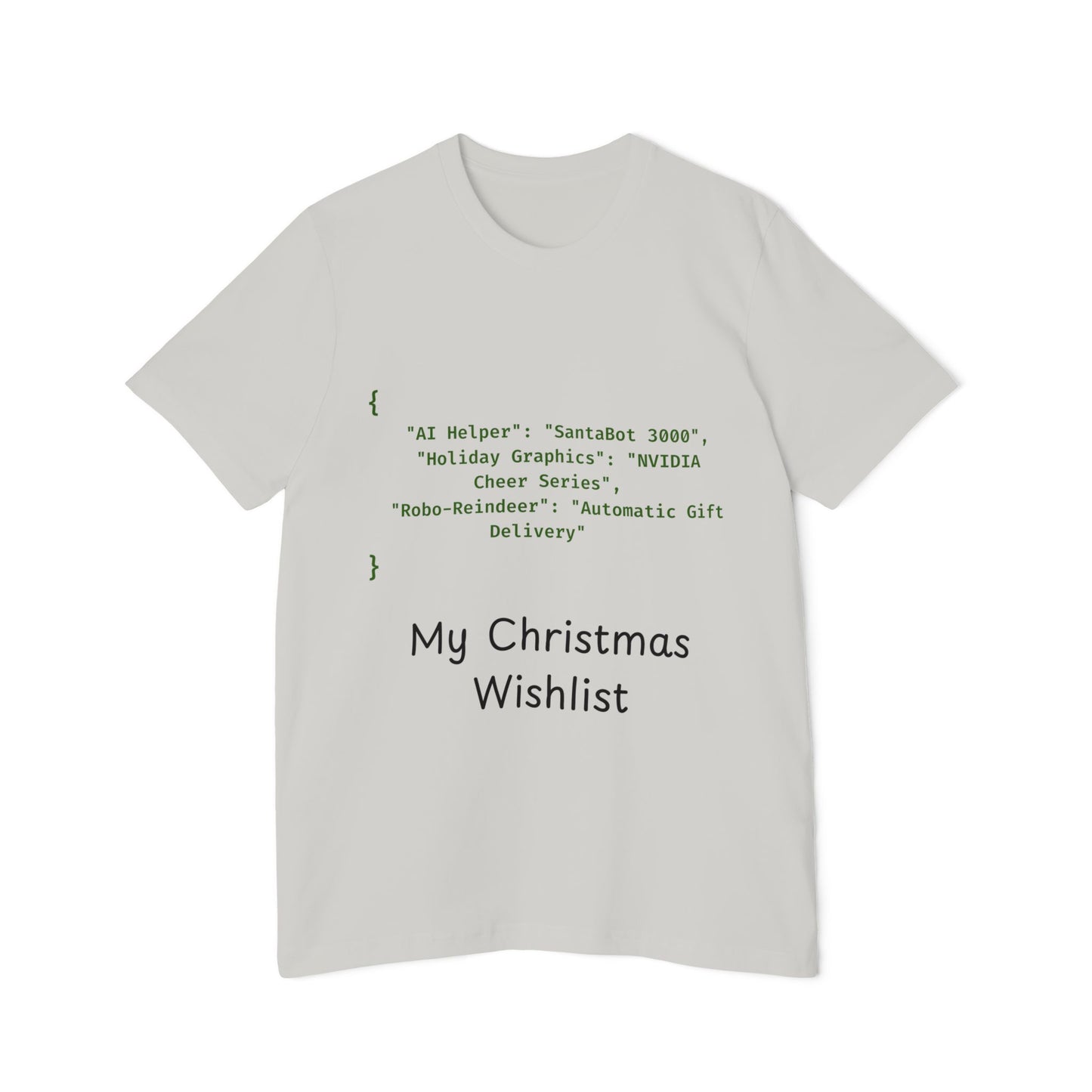 Tech Wishlist JSON T-Shirt | Funny Programmer Christmas Gift 2024 | Geek Holiday Humor | Usha Creations