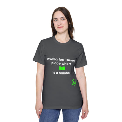 JavaScript: The Only Place Where NaN is a Number | Funny Coding T-Shirt for Developers | Usha Creations