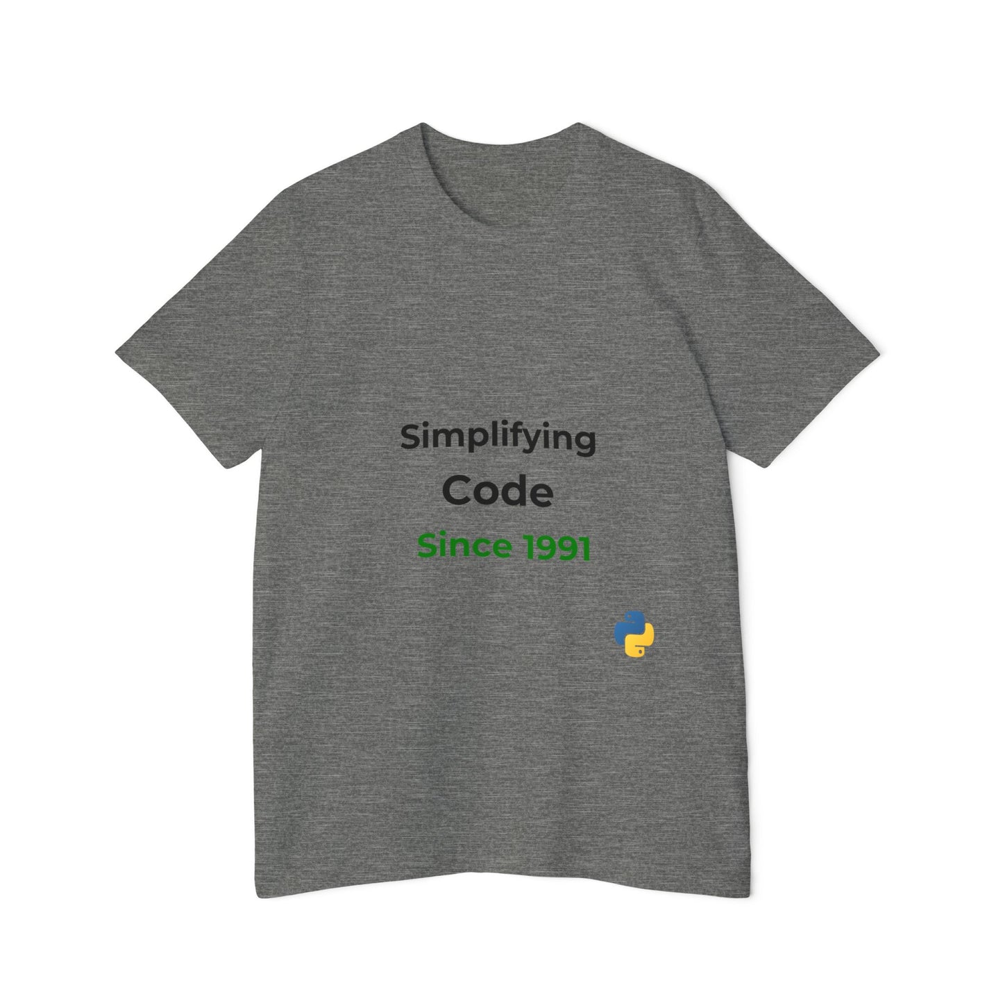 Python: Simplifying Code Since 1991 | Classic Python Programming T-Shirt | Usha Creations