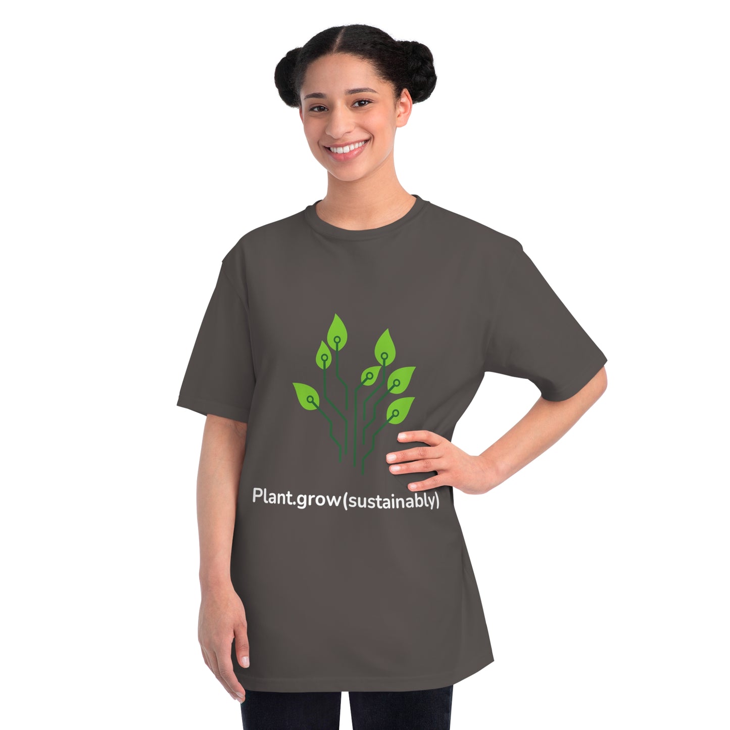 Plant.grow(sustainably) Eco Dev Tee | Green Code Shirt | Usha Creations