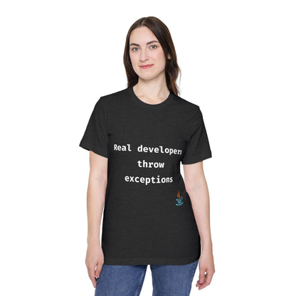 Real Developers Throw Exceptions | Java Developer T-Shirt | Funny Coding Shirt | Usha Creations