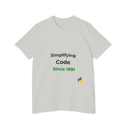 Python: Simplifying Code Since 1991 | Classic Python Programming T-Shirt | Usha Creations