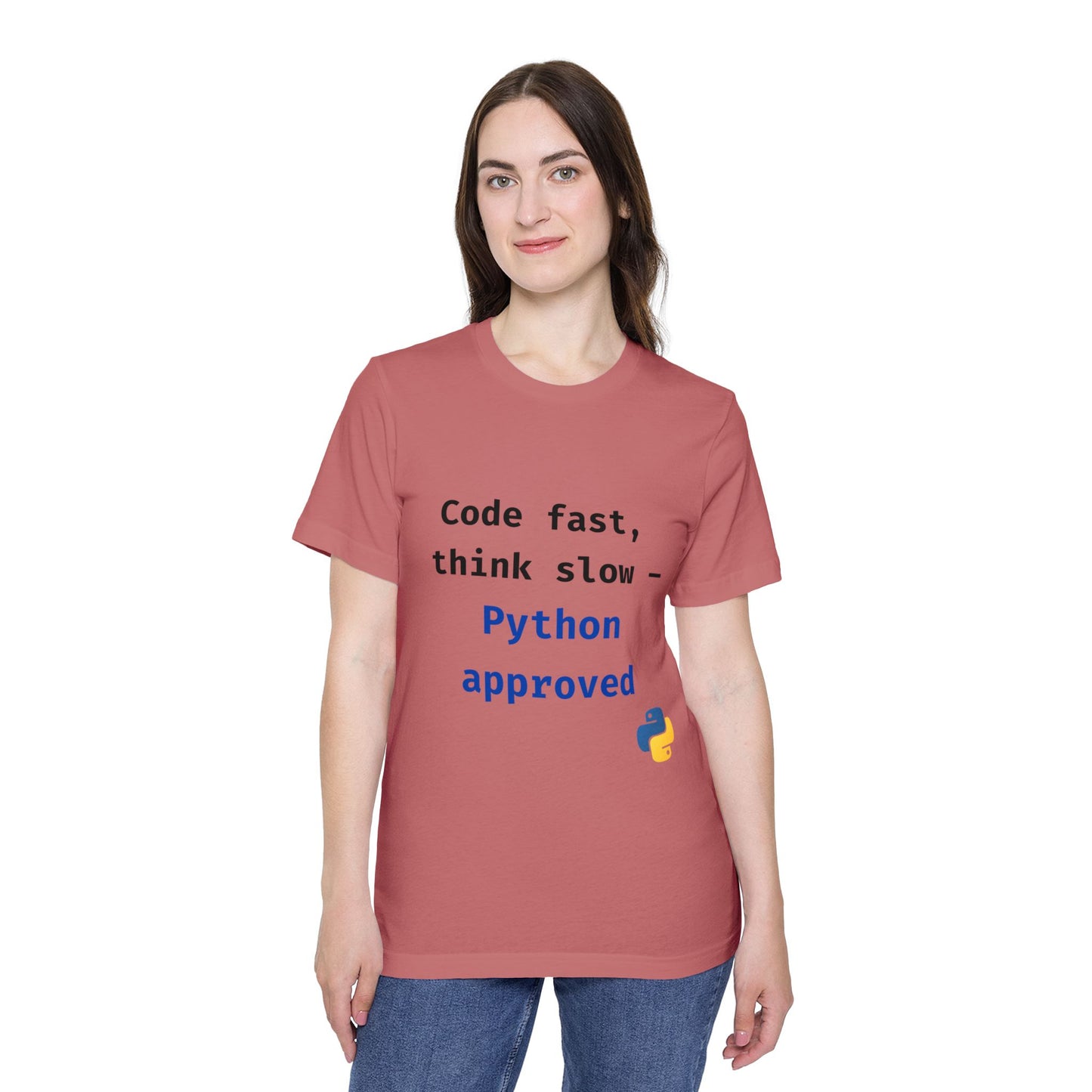 Code Fast, Think Slow — Python Approved | Funny Python Programming T-Shirt | Usha Creations