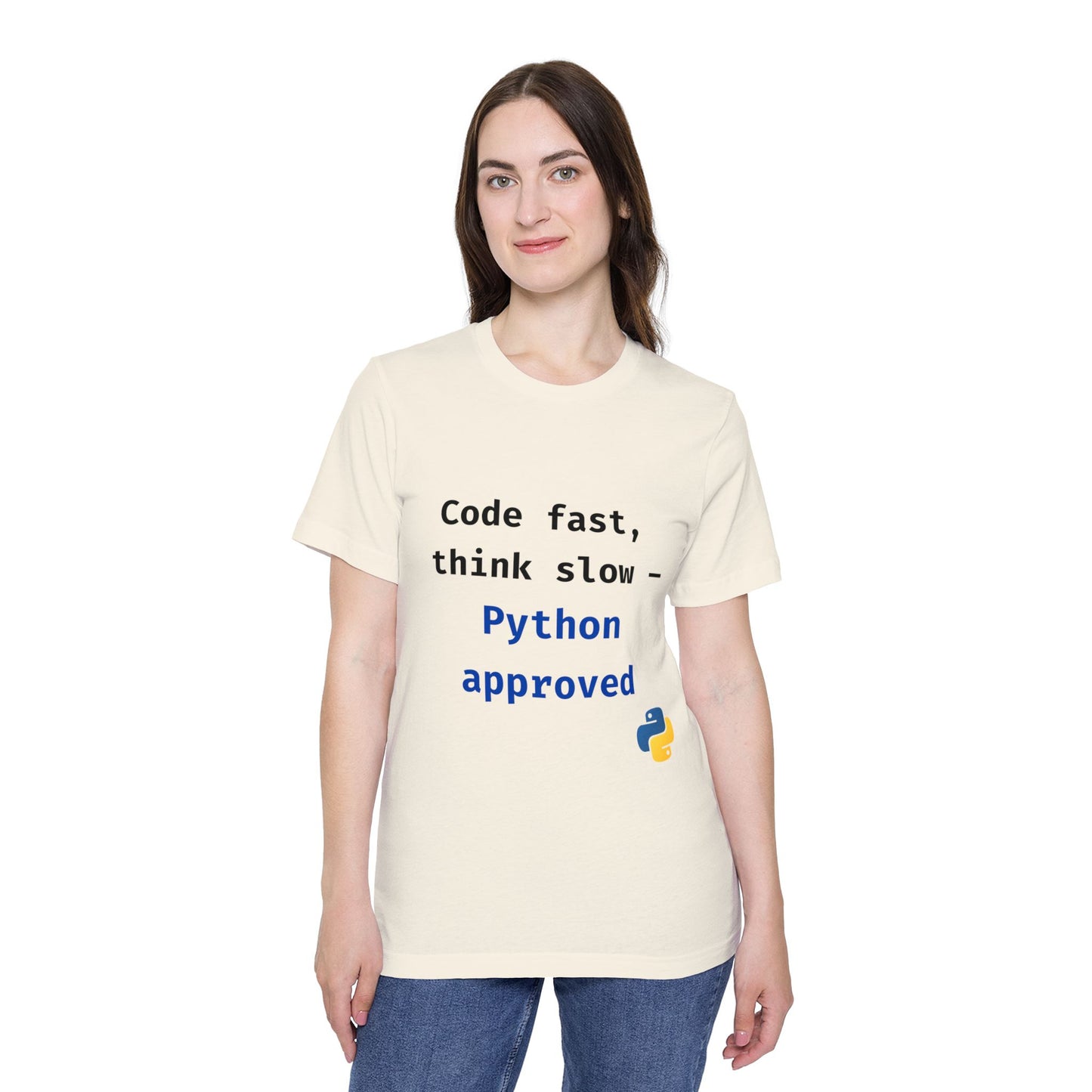 Code Fast, Think Slow — Python Approved | Funny Python Programming T-Shirt | Usha Creations