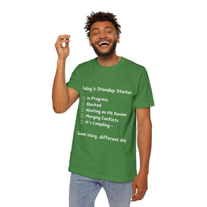 Daily Standup Status Developer Humor T Shirt | Agile Meme Tees | Usha Creations