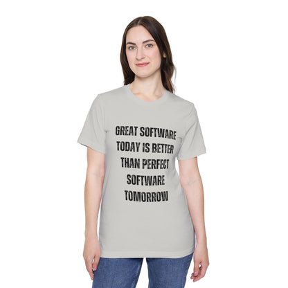 Great Software Today Is Better Than Perfect Software Tomorrow | Developer T-Shirt | Inspirational Programmer Tee | Usha Creations