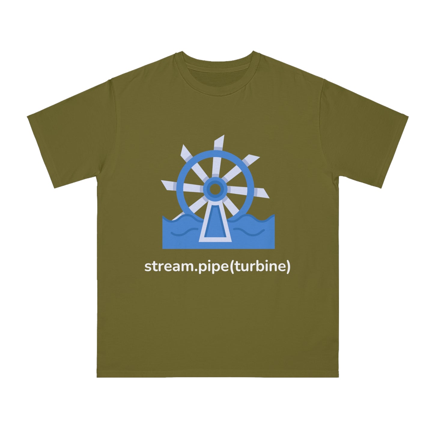 stream.pipe(turbine) Tee | Hydro Energy Coder Shirt | Usha Creations