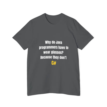 Why Do Java Programmers Have to Wear Glasses? Because They Don’t C# | Funny Tech T-Shirt for Developers | Usha Creations