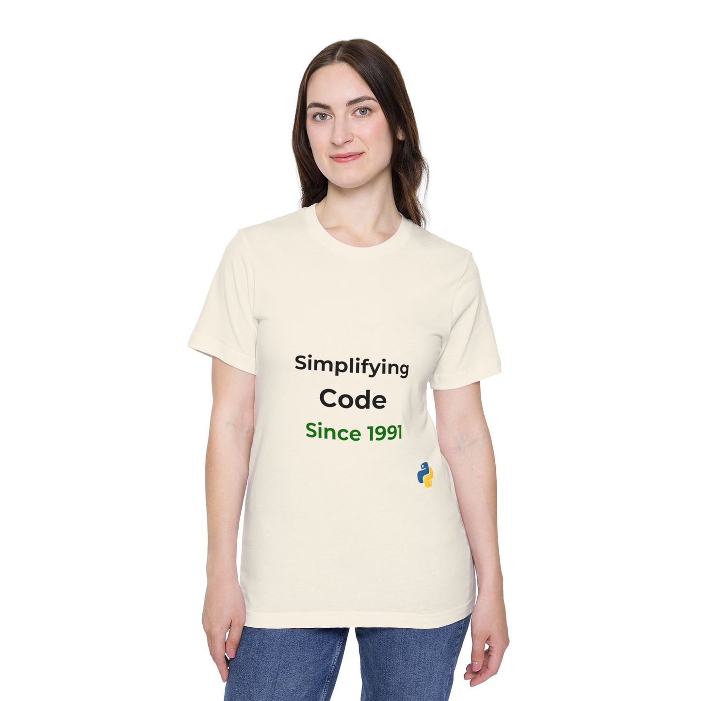 Python: Simplifying Code Since 1991 | Classic Python Programming T-Shirt | Usha Creations