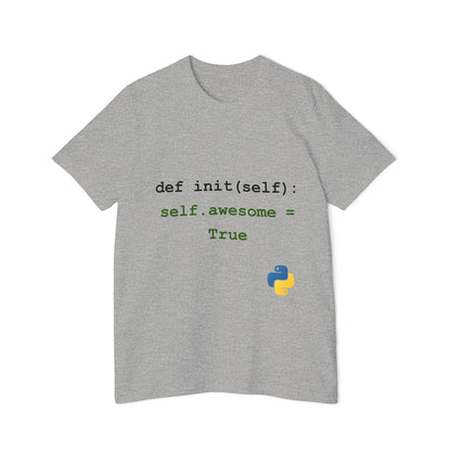 def init(self): self.awesome = True | Funny Python Coding T-Shirt | Usha Creations