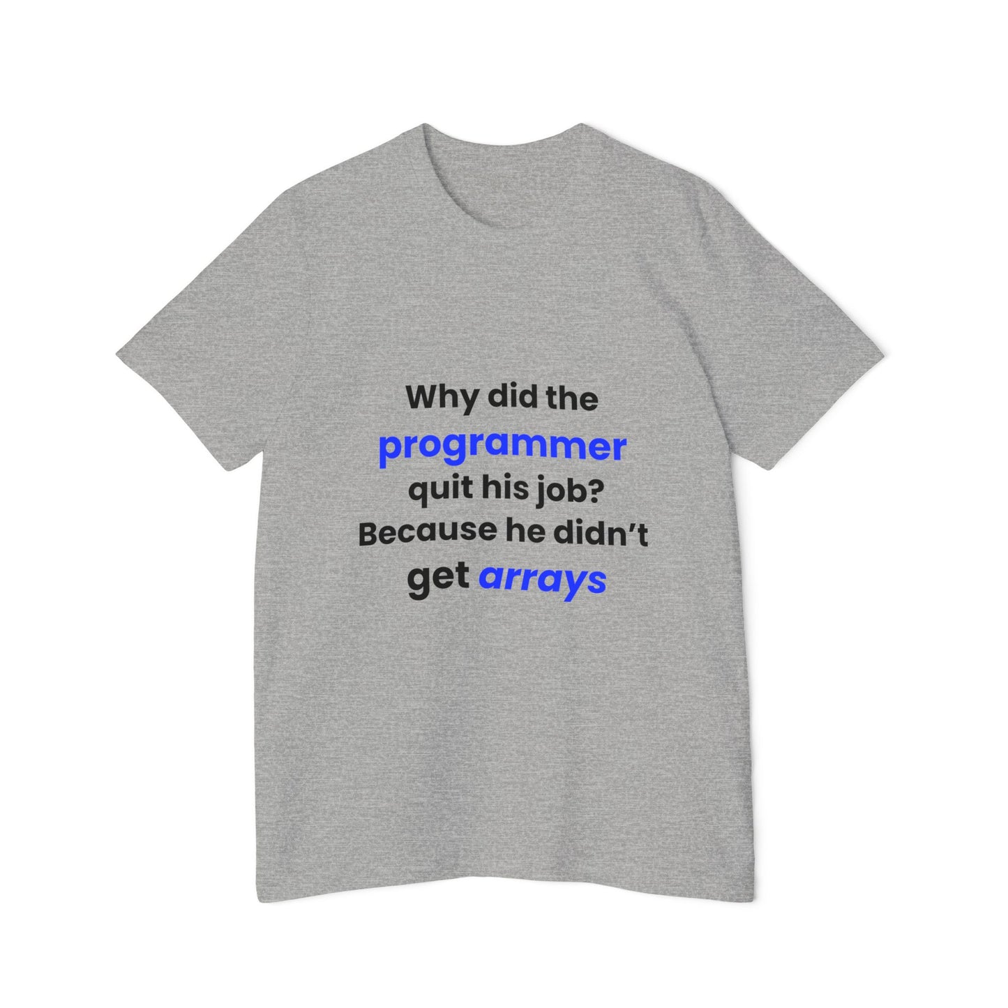 Why Did the Programmer Quit His Job? Because He Didn’t Get Arrays | Funny Tech T-Shirt for Developers | Usha Creations