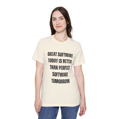 Great Software Today Is Better Than Perfect Software Tomorrow | Developer T-Shirt | Inspirational Programmer Tee | Usha Creations