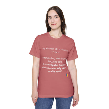 Python Colon Syntax Learning Humor T Shirt | Coding Education Meme Tees | Usha Creations