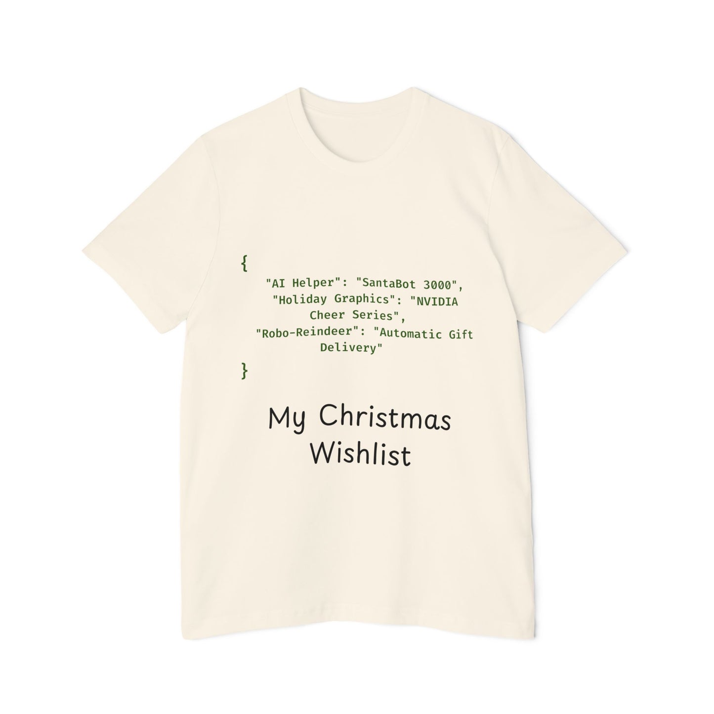 Tech Wishlist JSON T-Shirt | Funny Programmer Christmas Gift 2024 | Geek Holiday Humor | Usha Creations