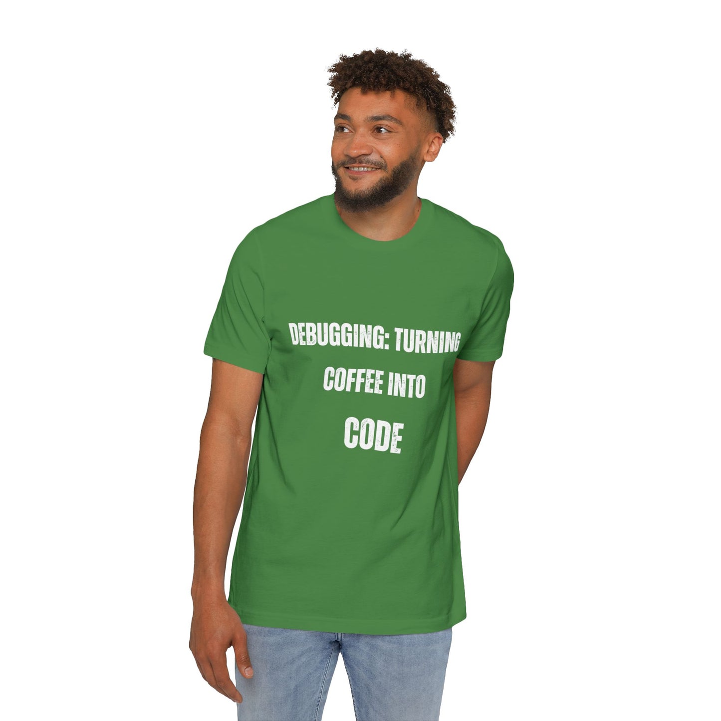 Debugging: Turning Coffee Into Code T-Shirt - Funny Programmer Tee