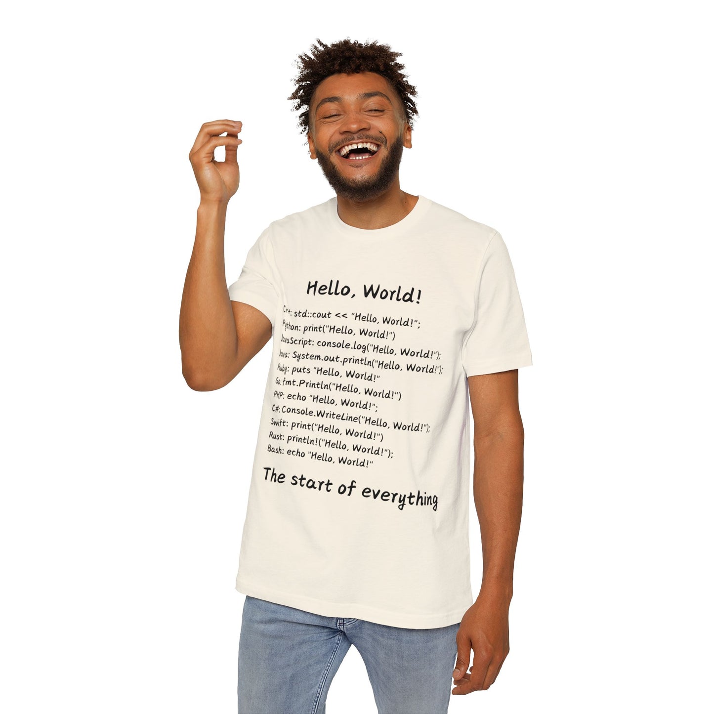 Hello World Multi-Language Programmer T Shirt | Coding Basics Meme Tees | Usha Creations