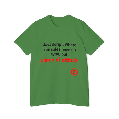 JavaScript: Where Variables Have No Type, But Plenty of Attitude | Funny Coding T-Shirt for Developers | Usha Creations