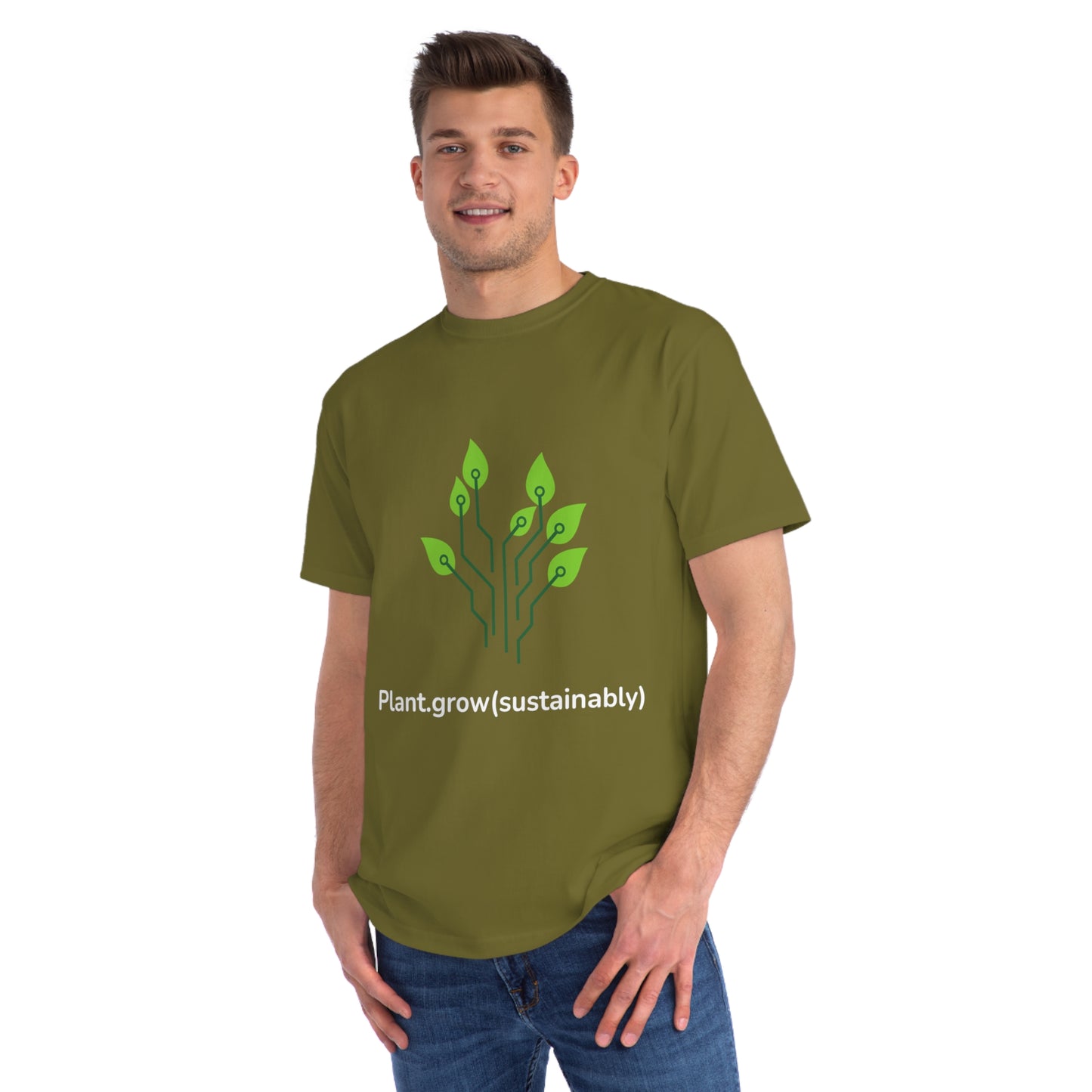 Plant.grow(sustainably) Eco Dev Tee | Green Code Shirt | Usha Creations