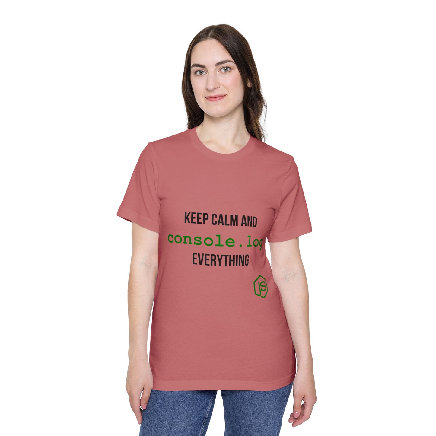 Keep Calm and Console.log Everything | JavaScript T-Shirt for Developers | Usha Creations