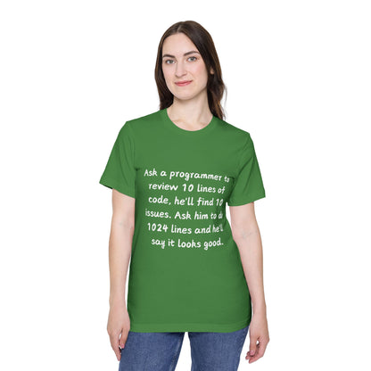 Code Review Irony Programmer Humor T Shirt | Developer Meme Tees | Usha Creations