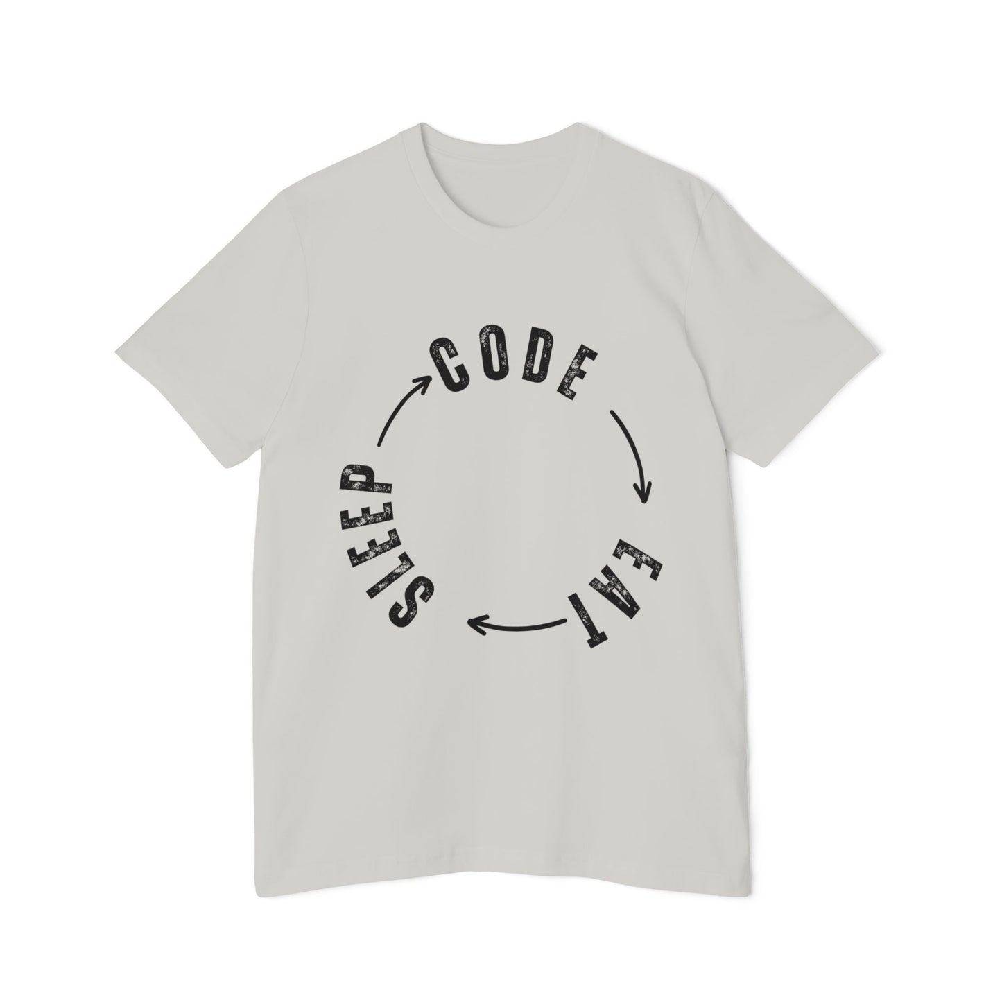 Code Eat Sleep Repeat T-Shirt - Circular Loop Design for Programmers