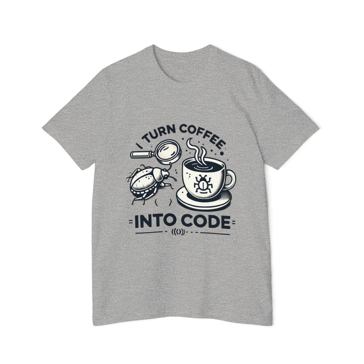 “I Turn Coffee Into Code” USA-Made Unisex Short-Sleeve Jersey T-Shirt