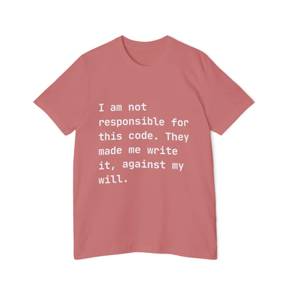 Code Under Duress T-Shirt | Developer Disclaimer | Programming Humor | Usha Creations