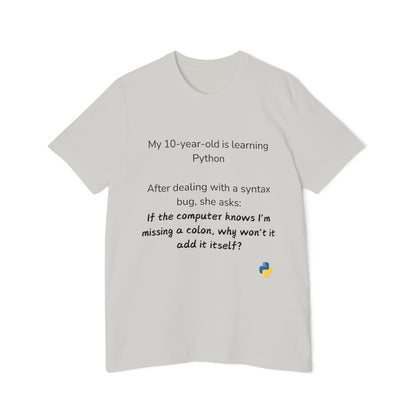 Python Colon Syntax Learning Humor T Shirt | Coding Education Meme Tees | Usha Creations