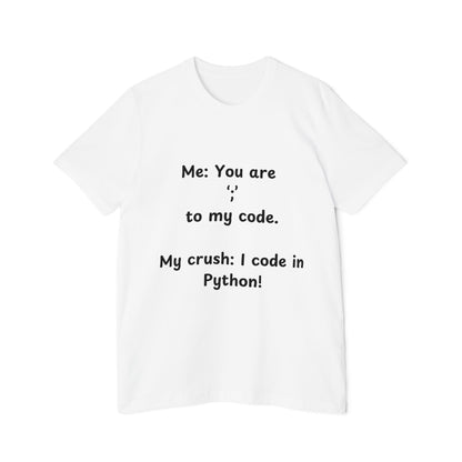 Python Semicolon Pickup Line Programmer Humor T Shirt | Coding Romance Meme Tees | Usha Creations