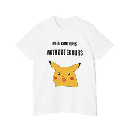 When Code Runs Without Errors: Surprised Face T-Shirt - Funny Coding Meme Tee