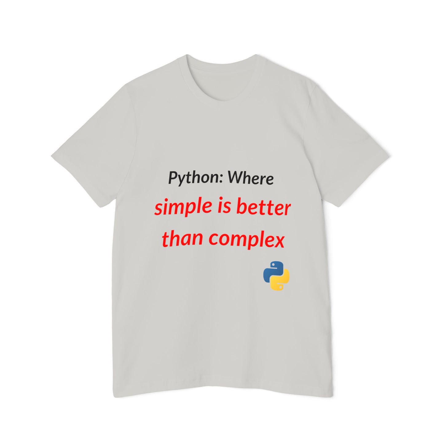 Python: Where Simple Is Better Than Complex | Funny Python Programming T-Shirt | Usha Creations