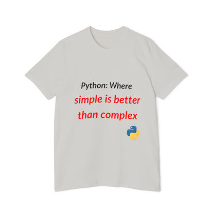 Python: Where Simple Is Better Than Complex | Funny Python Programming T-Shirt | Usha Creations