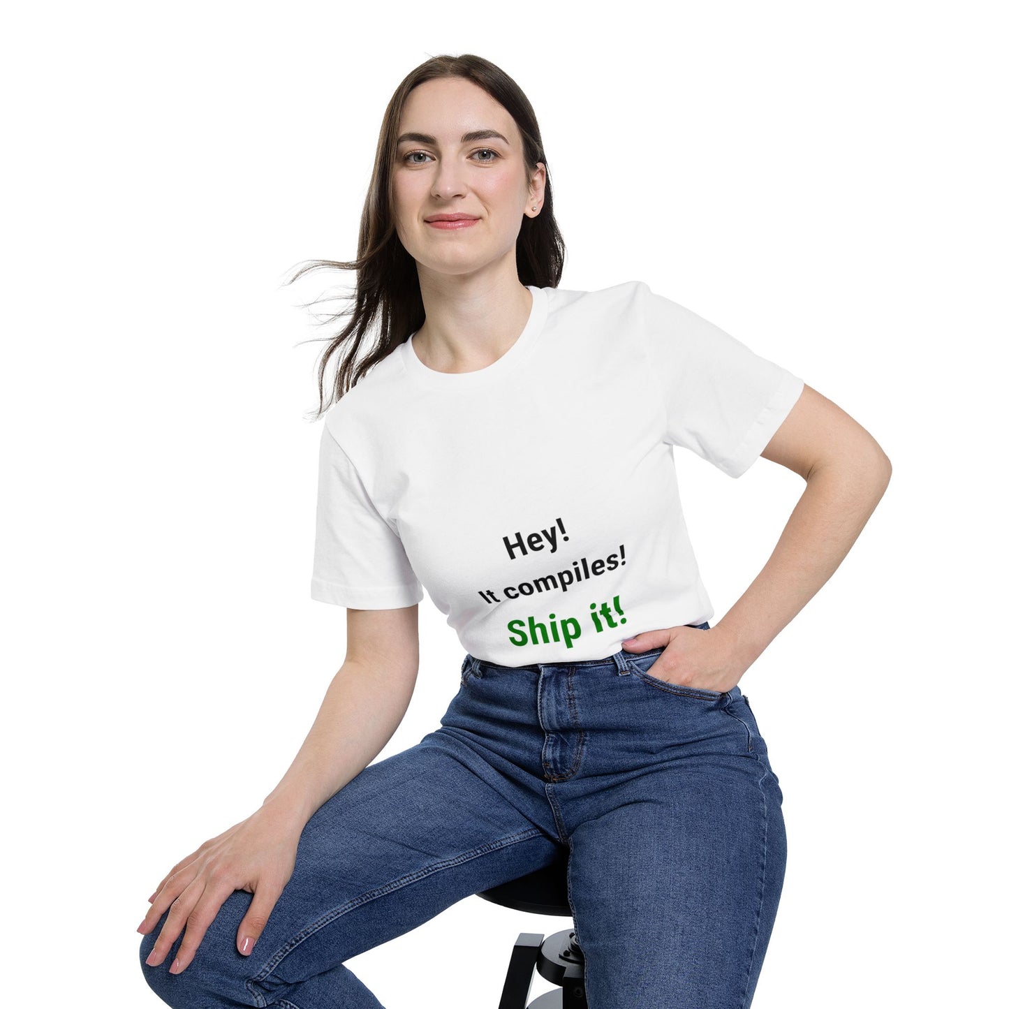 Hey! It Compiles! Ship It! | Funny Tech T-Shirt for Developers | Usha Creations