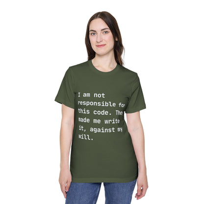 Code Under Duress T-Shirt | Developer Disclaimer | Programming Humor | Usha Creations