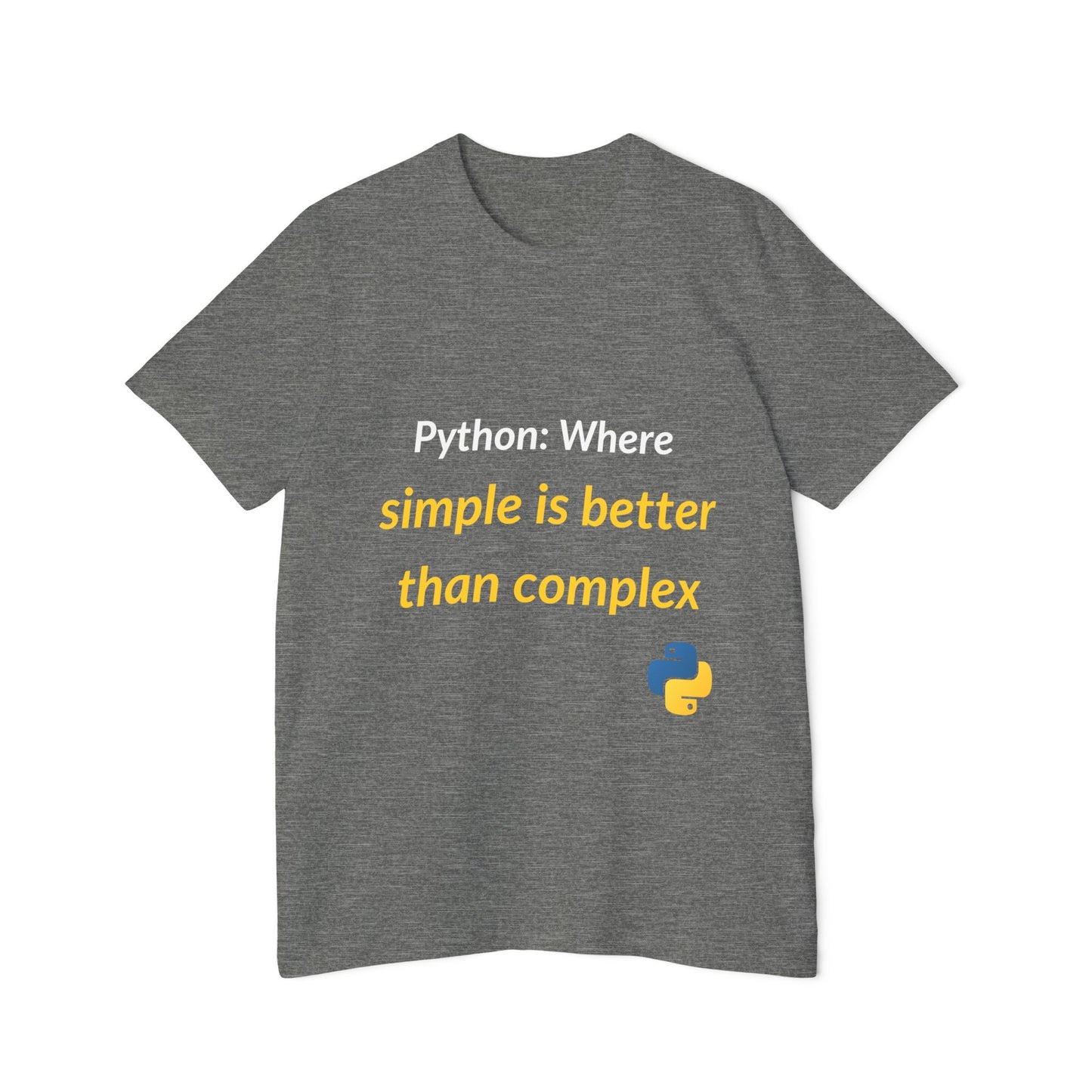 Python: Where Simple Is Better Than Complex | Funny Python Programming T-Shirt | Usha Creations