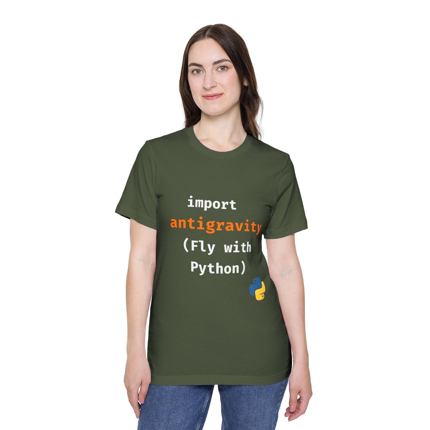 import antigravity (Fly with Python) | Funny Python Developer T-Shirt | Usha Creations