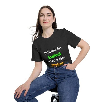 Pythonic AF: Explicit Is Better Than Implicit | Funny Python Developer T-Shirt | Usha Creations